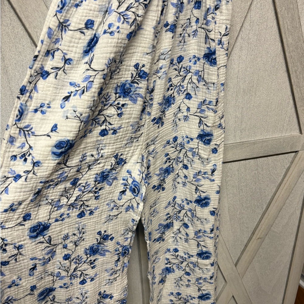 Floral Blue and White Girl’s Summer Jumpsuit - Picture 6 of 9